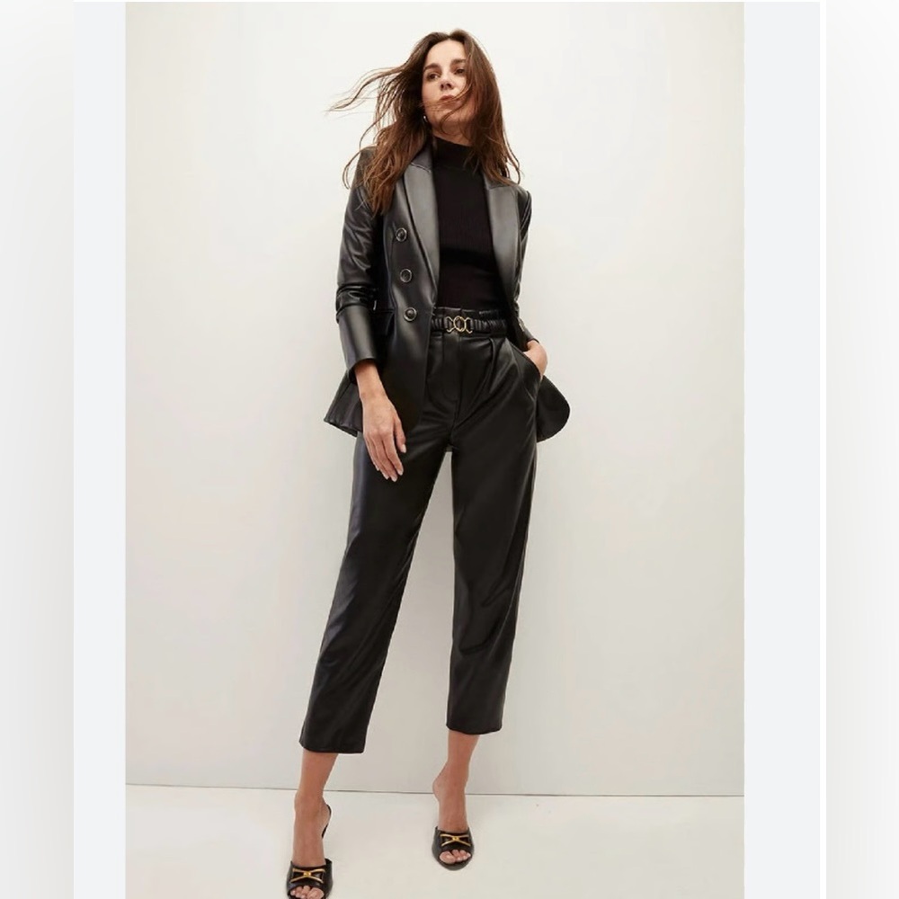 Veronica Beard Beacon Vegan Leather Dickey Jacket Black size 6 New with tag $698